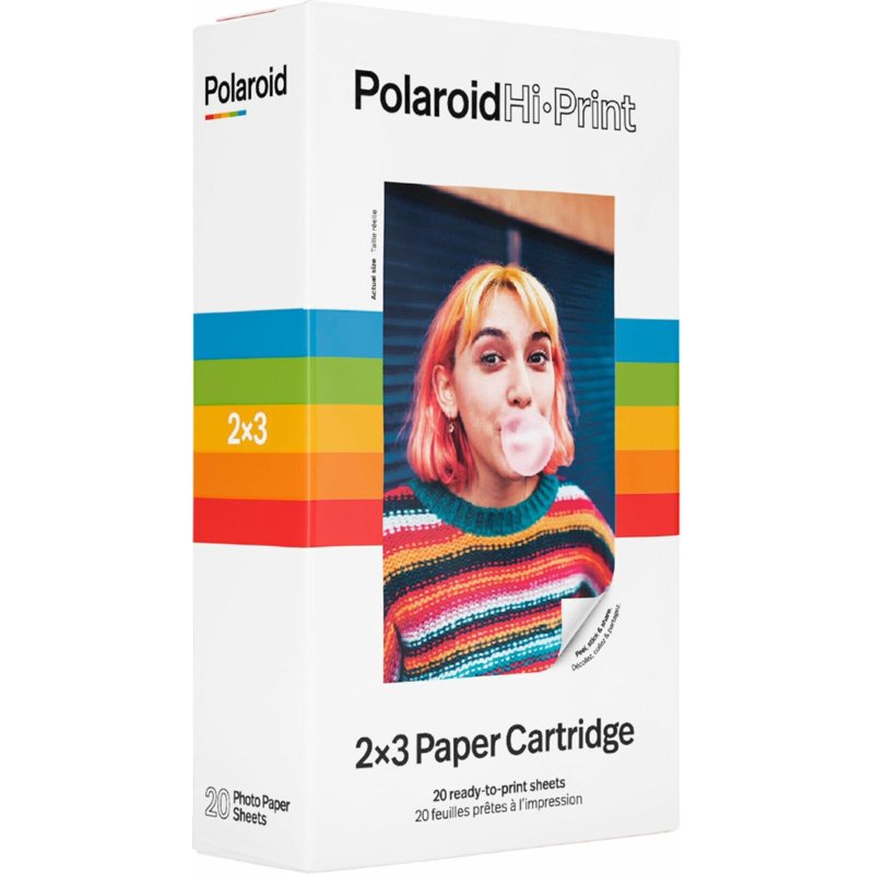Polaroid Hi-Print 2x3 Photo Paper Cartridges - 20 Sheets, Sticky-Back Dye-Sub