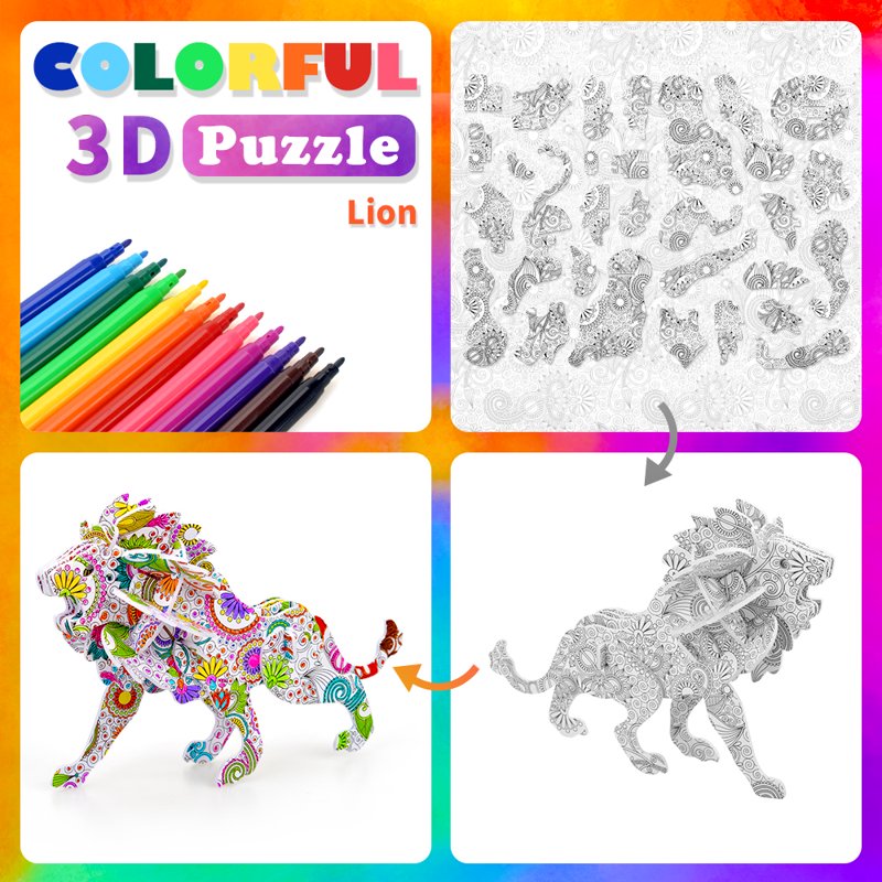Kids 3D Puzzle Art & Craft Kits for Girls and Boys - Animal & Unicorn Variations