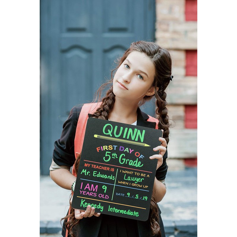 Reusable First & Last Day of School Chalkboard Sign Set for Photos - 12x10 Rectangle