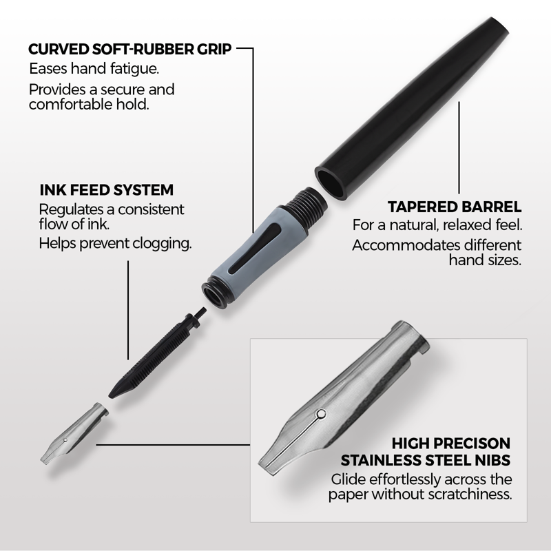 Calligraphy Pen Set with 32 Nibs & Ink Cartridges in Gift Tin