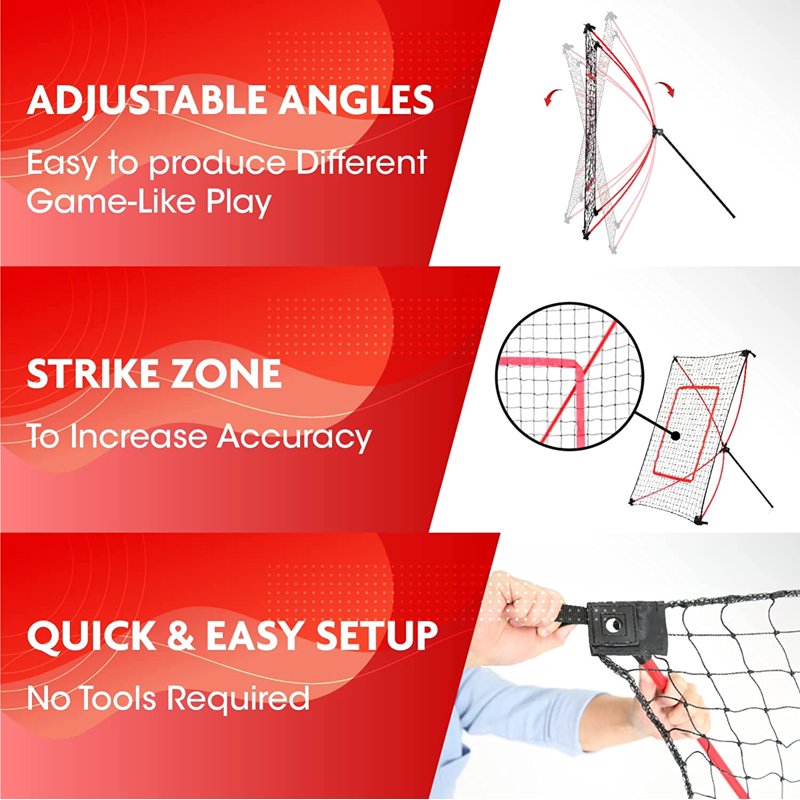 Portable Baseball Rebound Net 5ft x 3ft, Pitching & Fielding Trainer, Lightweight & Easy Setup
