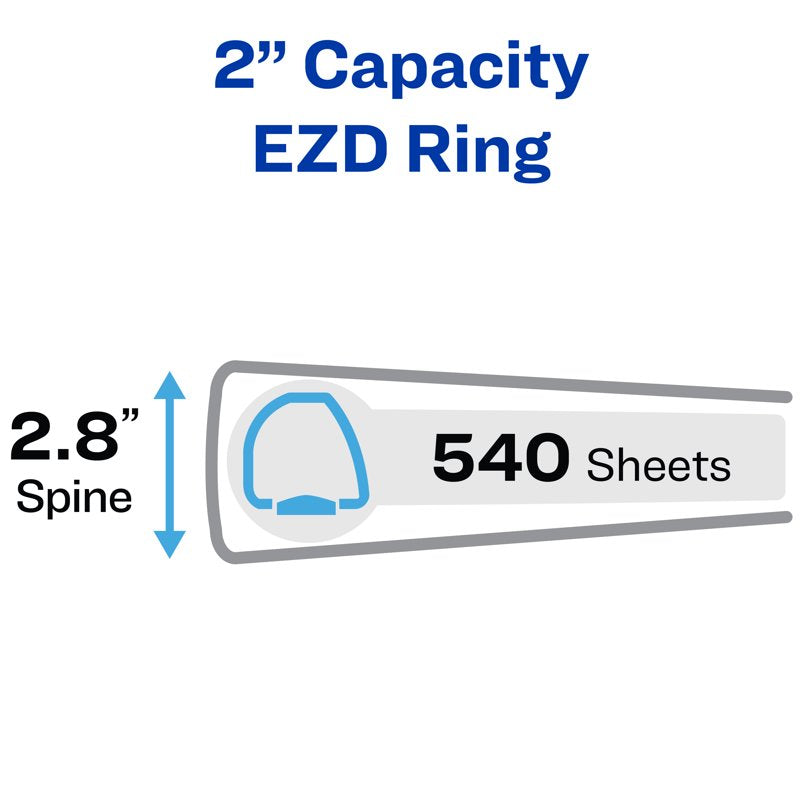Heavy-Duty Binder with 2-Inch EZD Rings, 540 Sheets, DuraHinge, Red