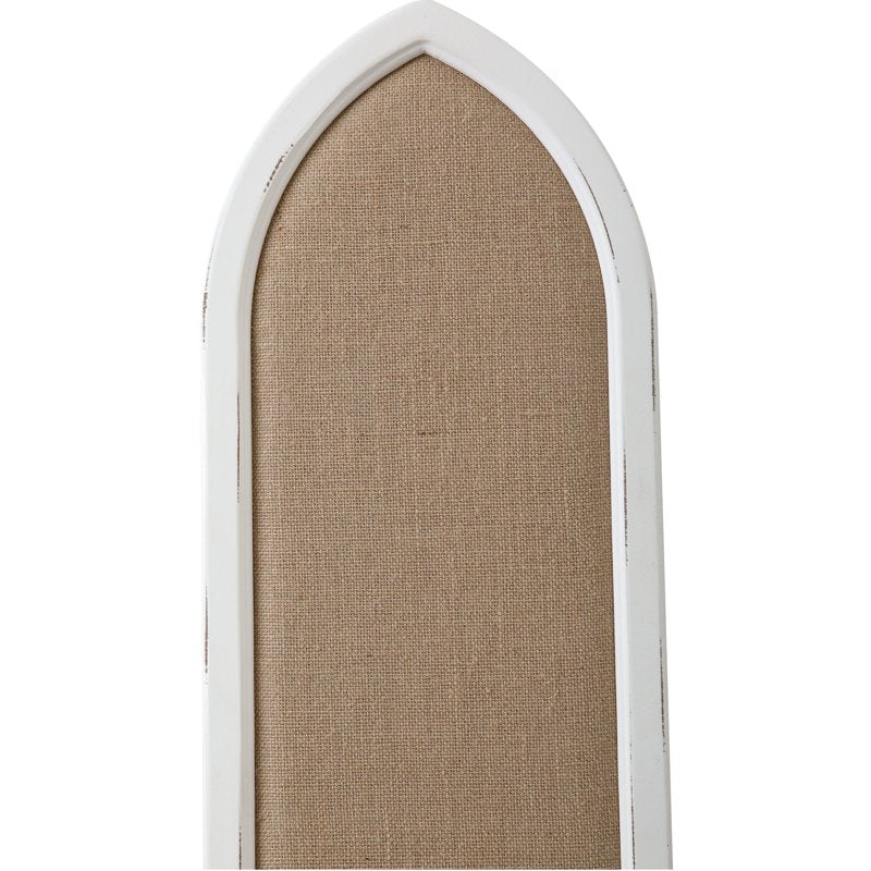 White Linen Bulletin Board with Wooden Frame - Vertical Wall Organizer