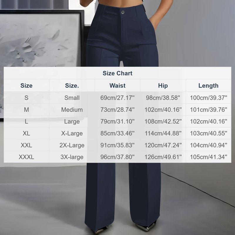 High Waisted Women's Dress Pants - Straight Leg Business Casual Trousers
