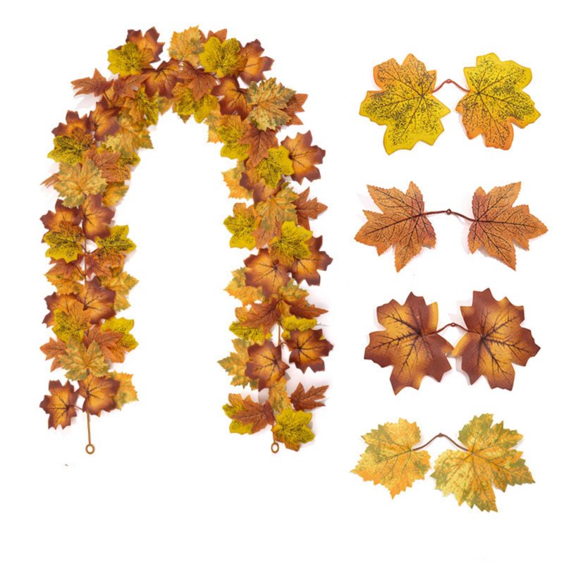 Artificial Fall Maple Leaf Vine Garland - 68 Inch Autumn Decoration for Thanksgiving & Halloween