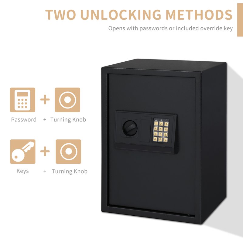 Digital Security Safe with Electronic Lock, Solid Alloy Steel, 1.45-1.46 Cu Ft