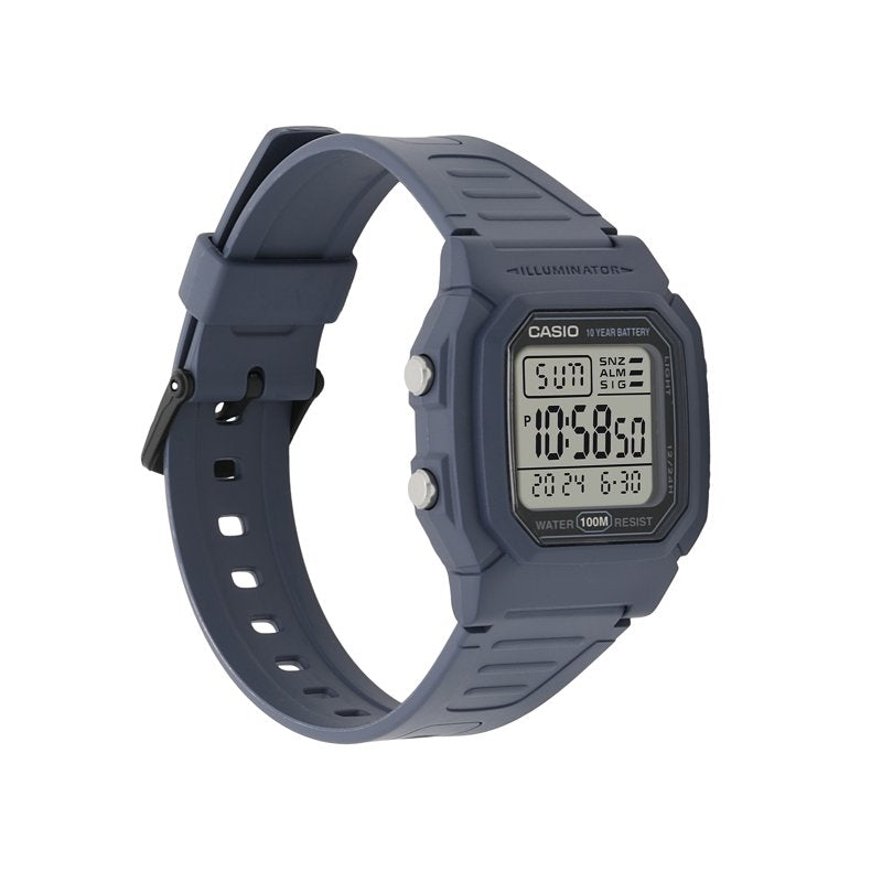 Men's Square Resin Digital Watch - Water Resistant, 10-Year Battery, Multi-Function