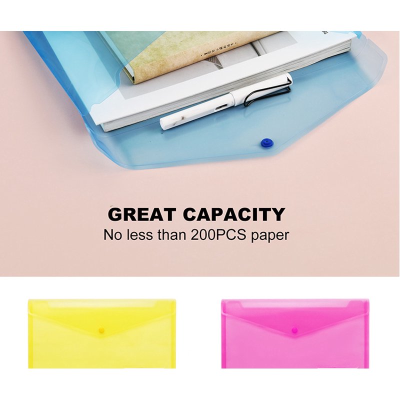 Plastic Expanding File Folders Set - Transparent Office Document Holders, 6 Bright Colors, Large Capacity for A4 Letter