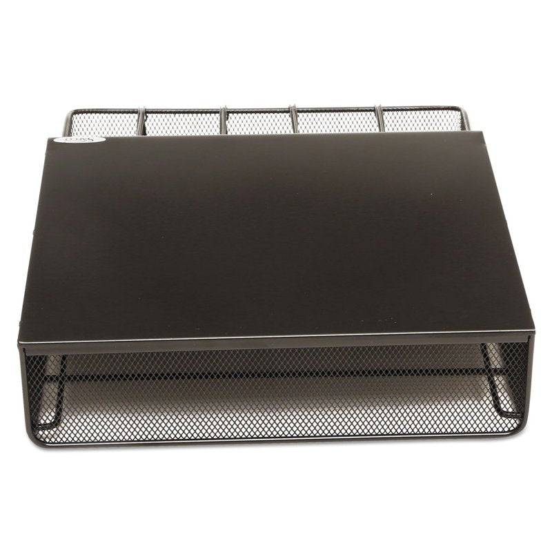Stackable Black Mesh Drawer Organizer with Removable Dividers - Office & Hospitality Storage