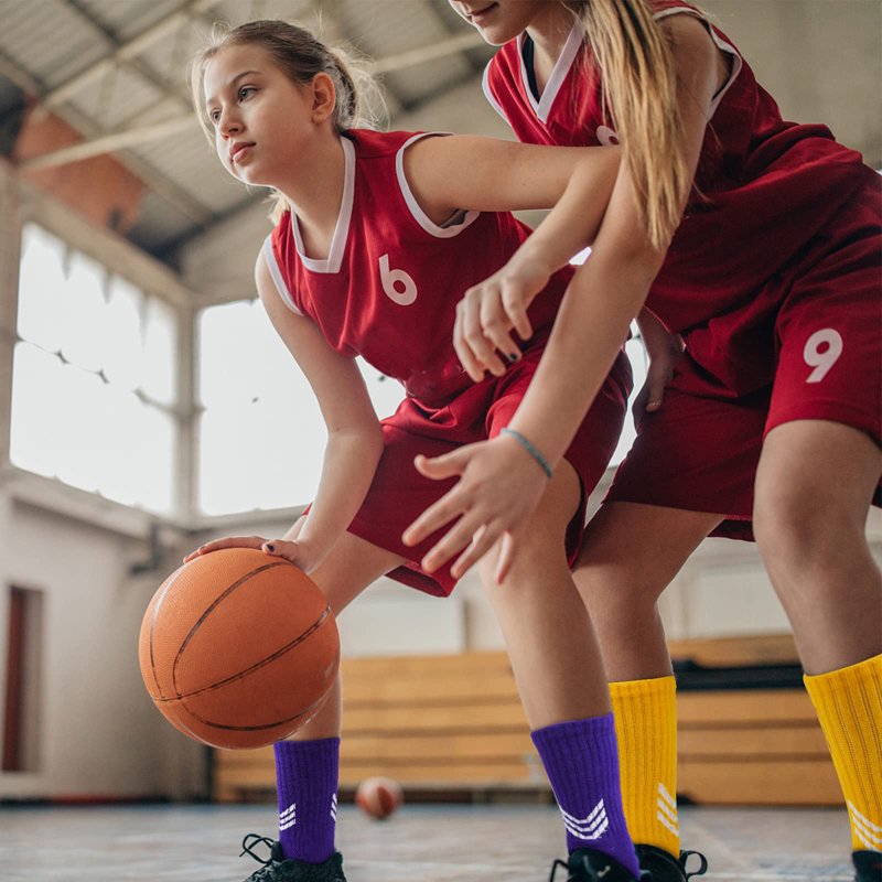 Kids Basketball Socks 3 Pairs Athletic Sports Long Socks for Outdoor Training