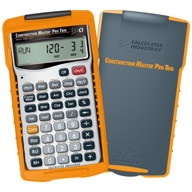 Construction Math Calculator with Trigonometric Functions for Building and Framing