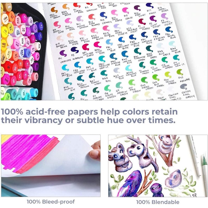 Large Hardcover Sketchbook with Marker Paper - 78 Sheets, 8.3x11.7 Inches