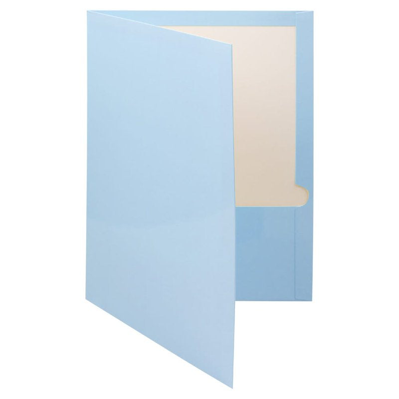 Baby Blue Laminated Pocket Folders - 3 Pack, 9 x 12 Inches, Glossy Office Organizer