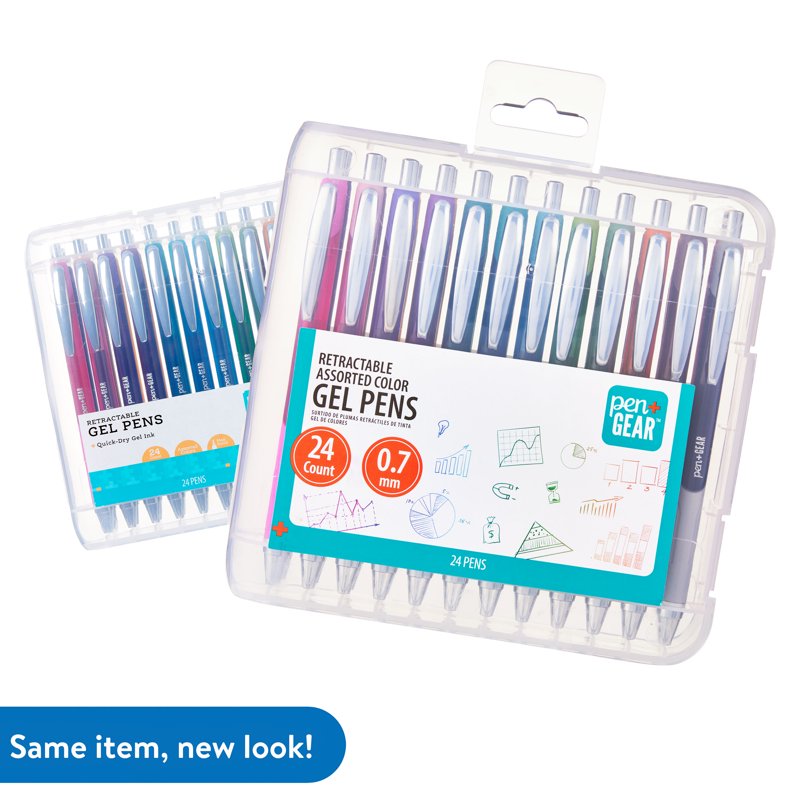 Assorted Color Gel Pens - Medium Point Retractable Pen Set, 24 Count