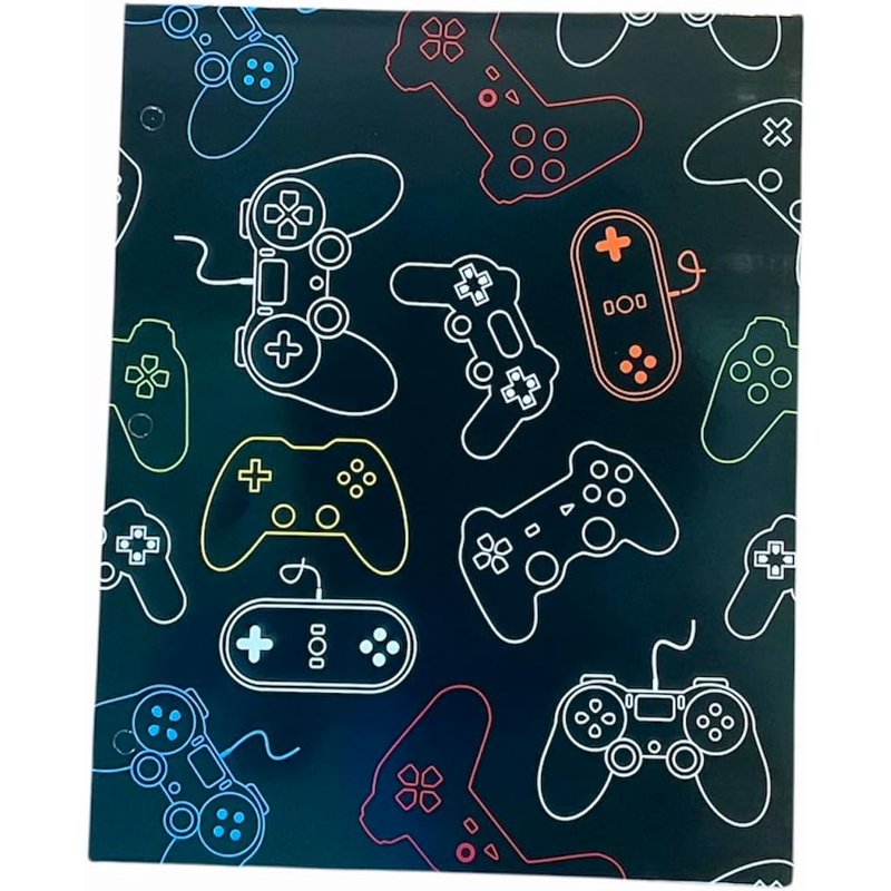 Back to School 4-Pack Pocket Folders with Fun Gaming, Sharks, Dinosaur & Camo Designs