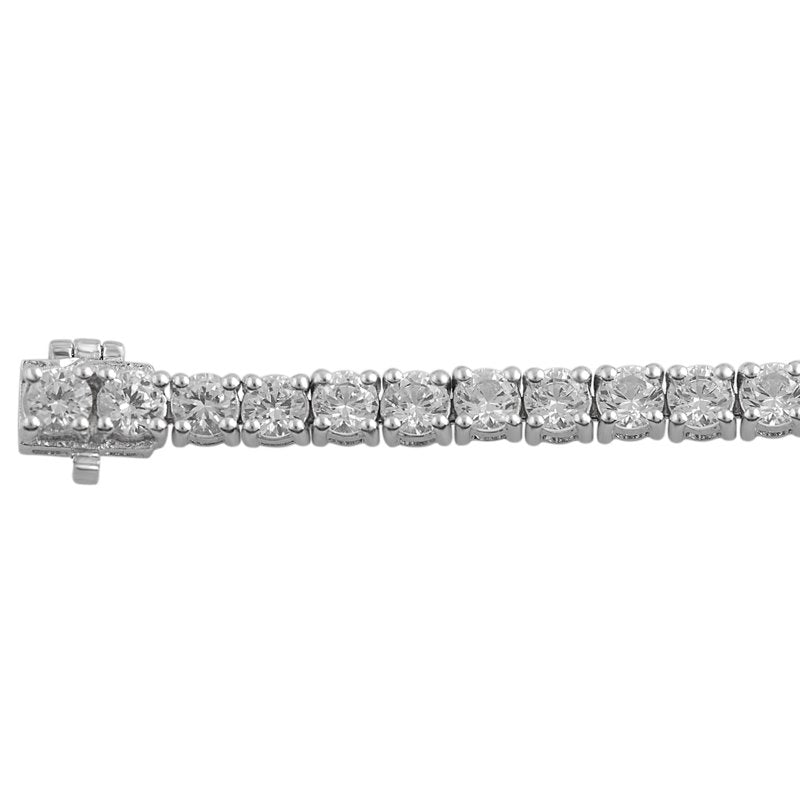 White Sapphire Silver Tennis Bracelet 7.5 Inch Over Brass Jewelry