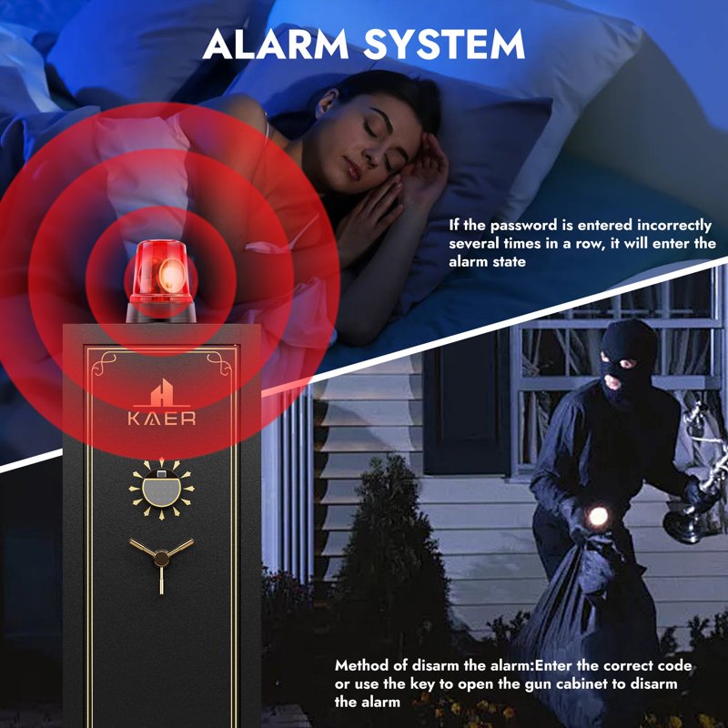 Large Biometric Gun Safe with Removable Shelf & Gun Rack - Secure Rifle & Pistol Storage