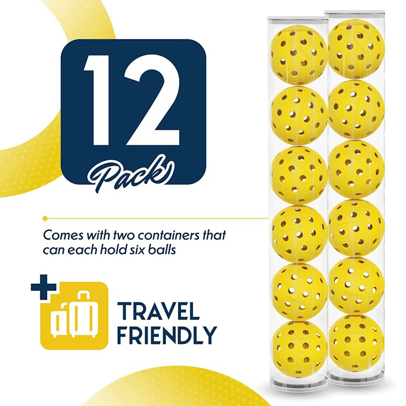 Pro Aviana Outdoor Pickleball Balls - 12 Pack USAPA Approved, Yellow, Tournament Quality