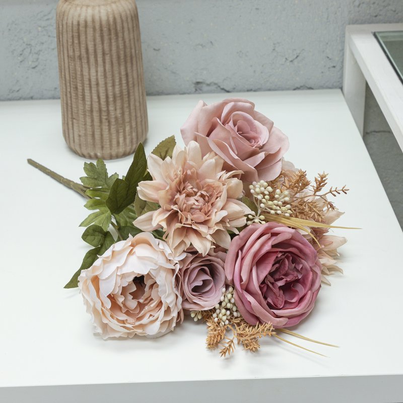 Artificial Rose & Peony Fall Bouquet - 18 Inch Indoor Floral Arrangement