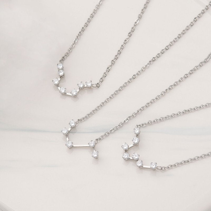 Horoscope Constellation Necklace in Gold Silver Rose Gold - Zodiac Pendant