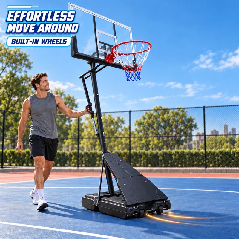 Portable Basketball Hoop System with 54 Inch Polycarbonate Backboard