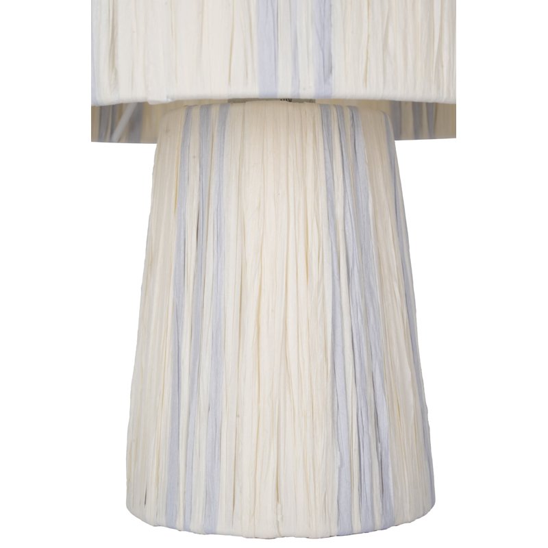 Natural Raffia Accent Lamp with Blue and White Stripes - 10 Inch
