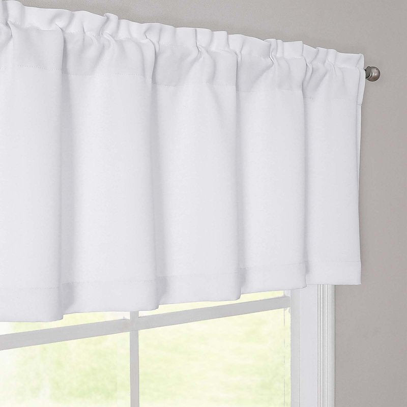 White Window Valance 14-Inch Length Kitchen & Bedroom Curtain, Rod Pocket Style