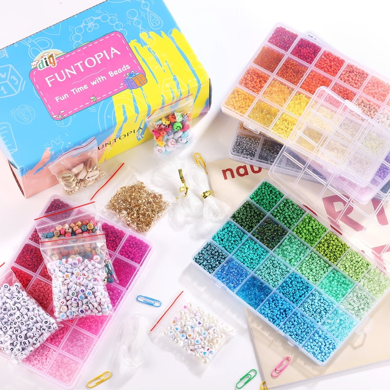Glass Seed Beads for Jewelry Making - 120 Colors, 44,000+ Pcs, DIY Craft Kit