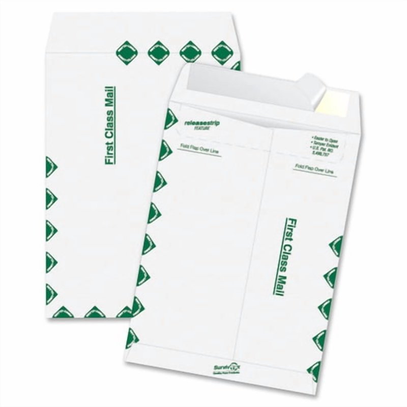 First Class Tyvek Envelopes with Peel & Seal - #10 1/2, 9x12, 14 lb, White, 100 Pack