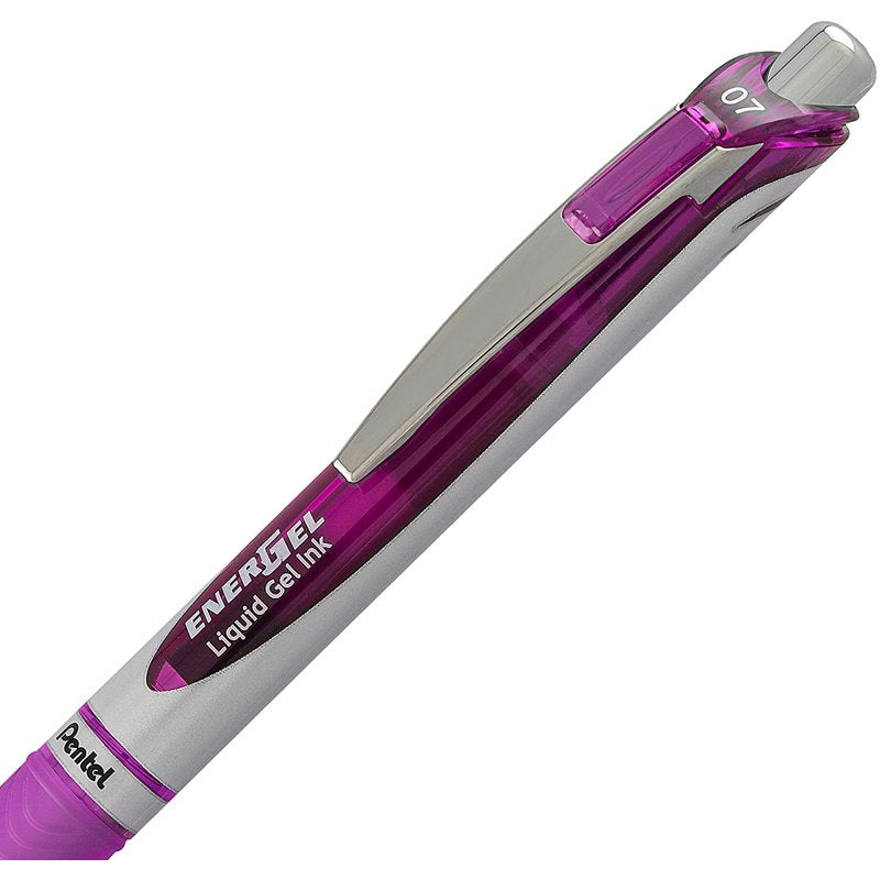 Gel Pen Set - Retractable Liquid Ink Pens with 0.7mm Nib - Purple - Box of 12