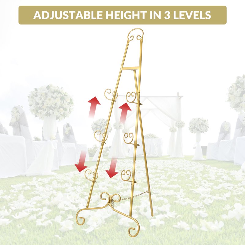 Gold Easel Stand for Wedding Signs and Artwork - Adjustable Floor Display
