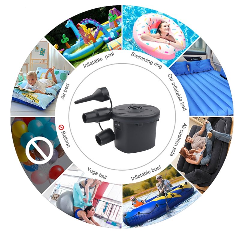Electric Air Pump for Inflatables, Air Mattress & Cushions, Black