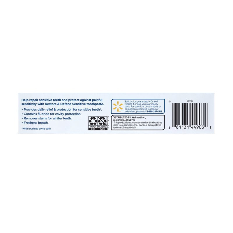 Restore and Defend Sensitive Toothpaste 3 Pack - Fluoride Cavity Protection