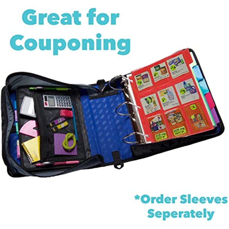 3-Inch Zipper Binder with Expandable File and Mesh Pockets for School Organization