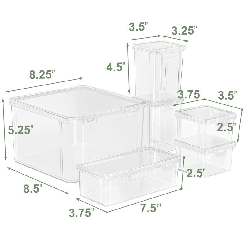 6-Piece Sewing & Craft Storage Container Set with Lids - Organize Beads, Buttons, and Supplies