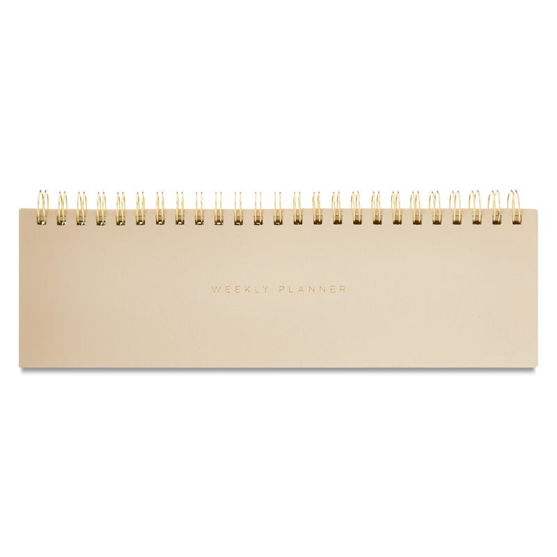 Undated Leather Weekly Planner 13x4 Inches - Dusky Taupe, Spiral Bound