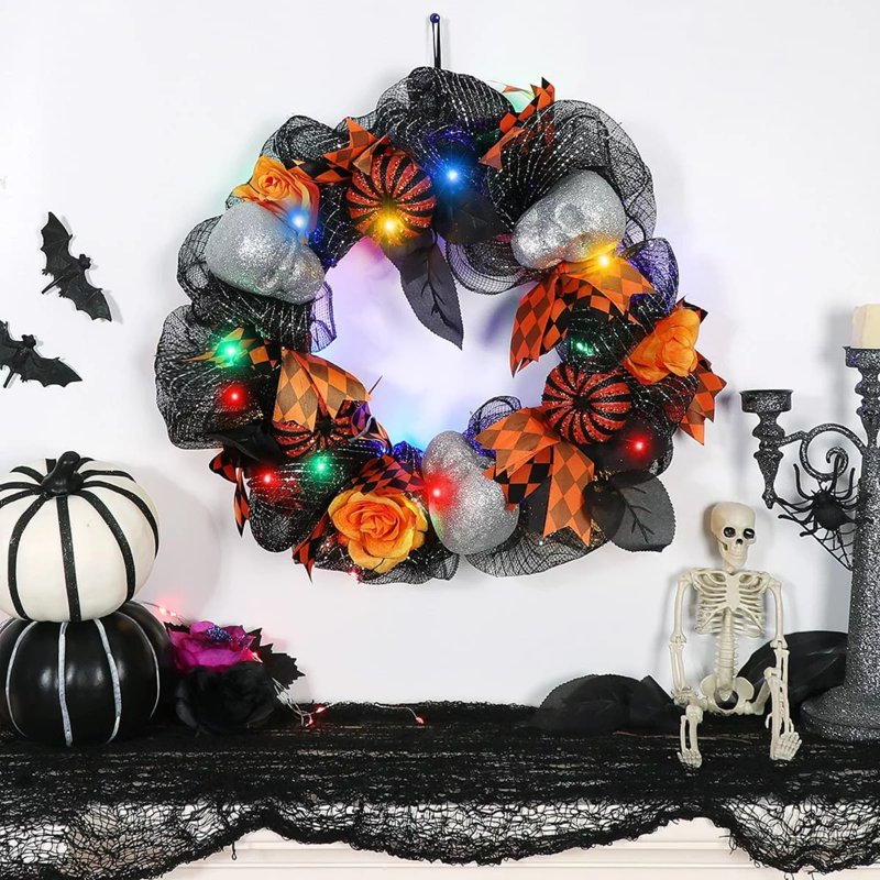 Halloween Mesh Ribbon Set - Assorted Burlap & Metallic Tinsel for Wreaths & Crafts 15 Rolls