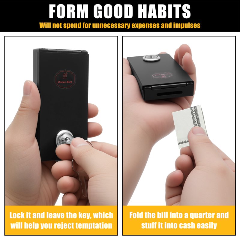 Portable Metal Cash Box for Gamblers with Keys - Compact Locking Safe