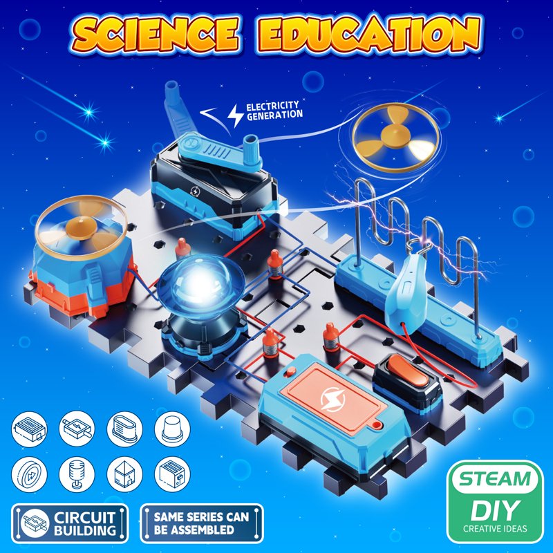 Kids STEM Science Kit with Circuit Board Light & Music - Electronics Exploration Toy for Ages 8+