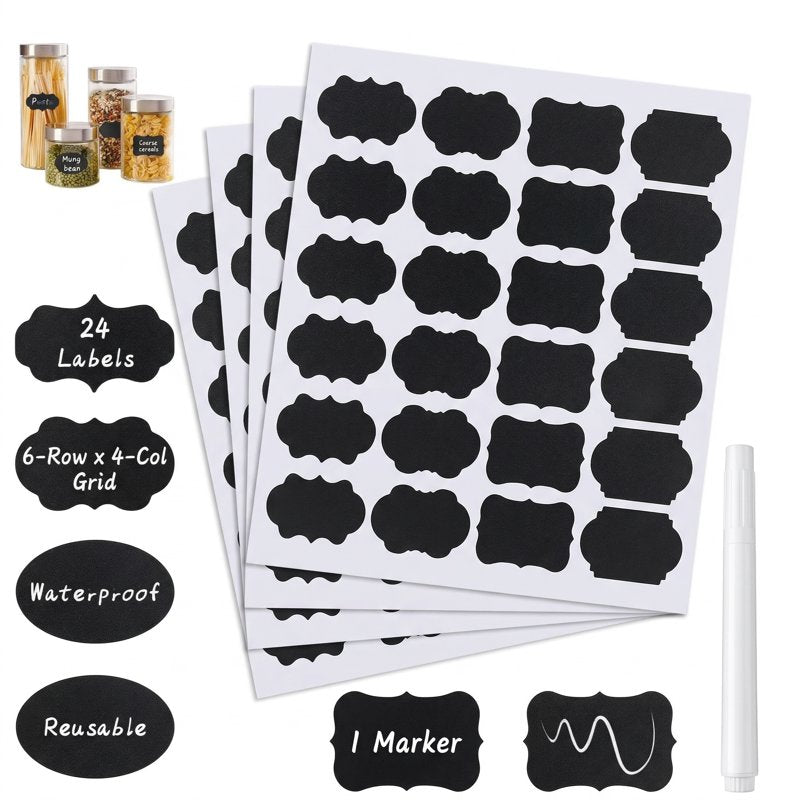 Waterproof PVC Chalk Label Stickers for Kitchen Pantry & Classroom Organization - 480 pcs