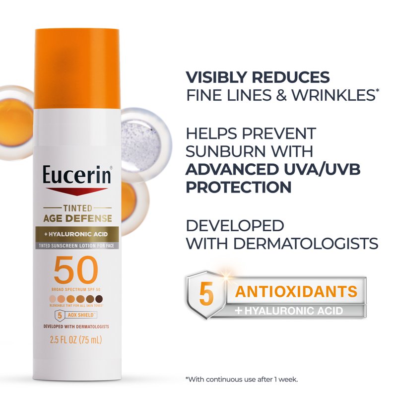 SPF 50 Tinted Face Sunscreen with Hyaluronic Acid – Lightweight, Anti-Aging Protection