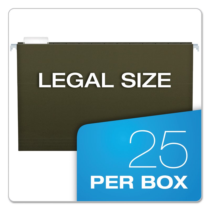 Legal Green Reinforced Hanging File Folders - Extra Capacity 3" Box of 25