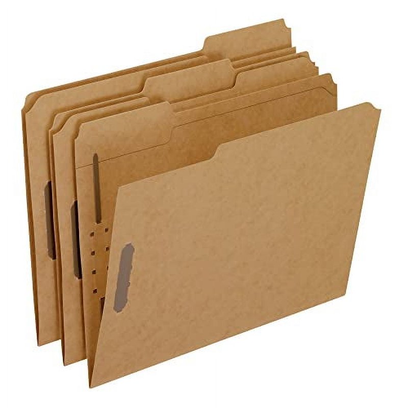 Fastener Folders 2 Fasteners 1/3 Cut Tabs Letter Size Kraft 50 Pack