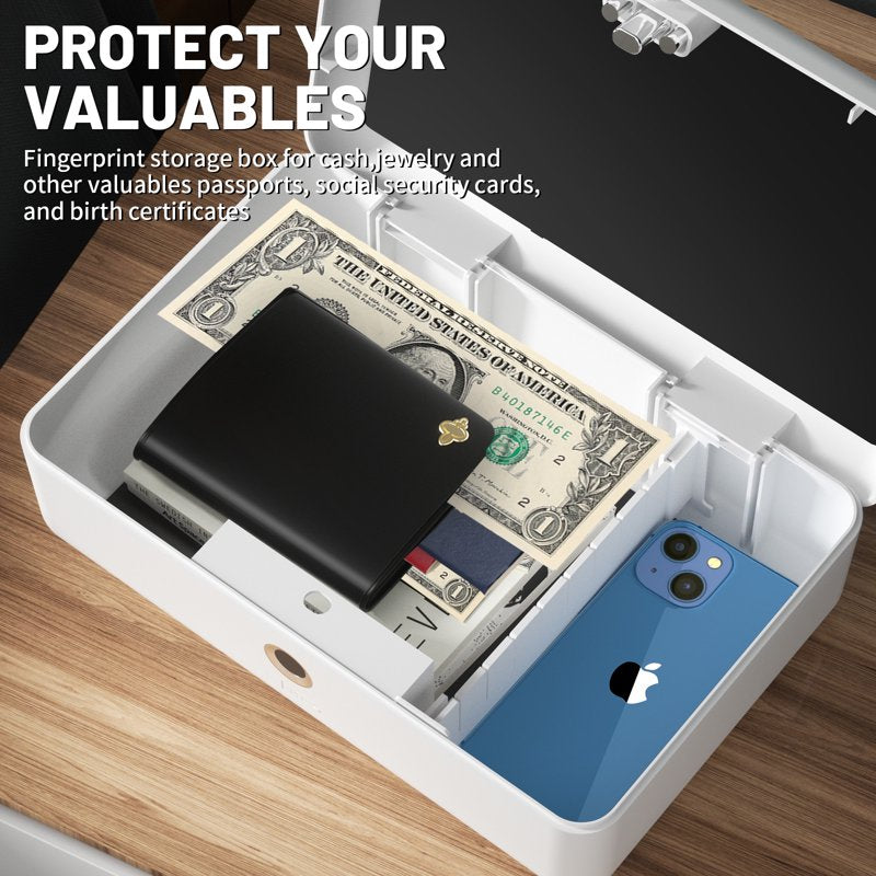 Biometric Fingerprint Safe Box with Morse Code Access, Home Security Storage