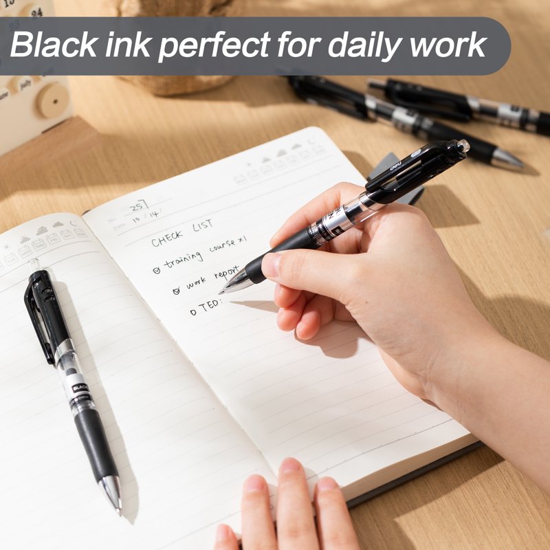 Deli Gel Pens 36 Pack, Black Ink, 0.7 mm Fine Point – Fast Dry, Refillable
