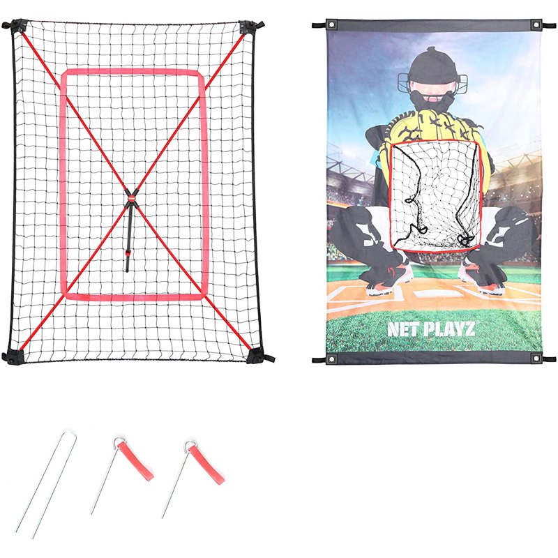 Junior Baseball Softball Pitching Trainer Combo Rebound Net & Target Panel