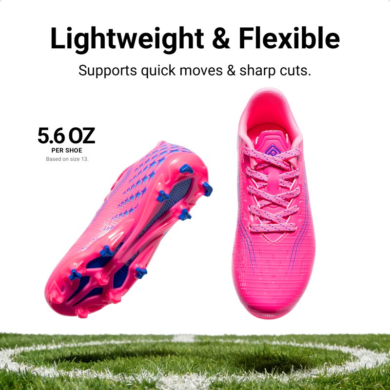 Dream Pairs Kids Soccer Cleats - High-Speed Lightweight Football Shoes, Hot Pink, 5
