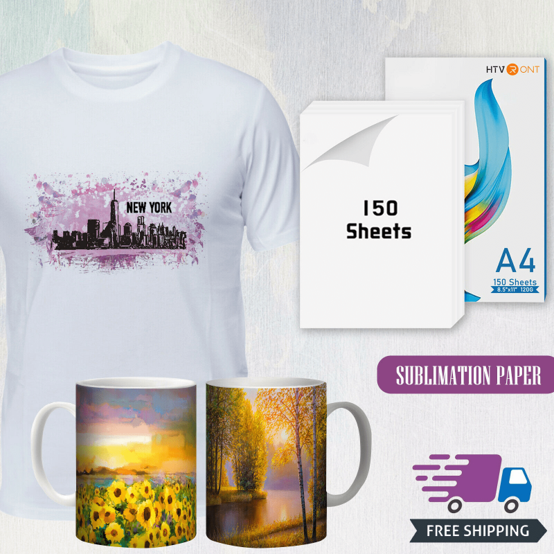 Auto Mug Tumbler Heat Press Machine with 150 Sheets Sublimation Paper Bundle for DIY Cups