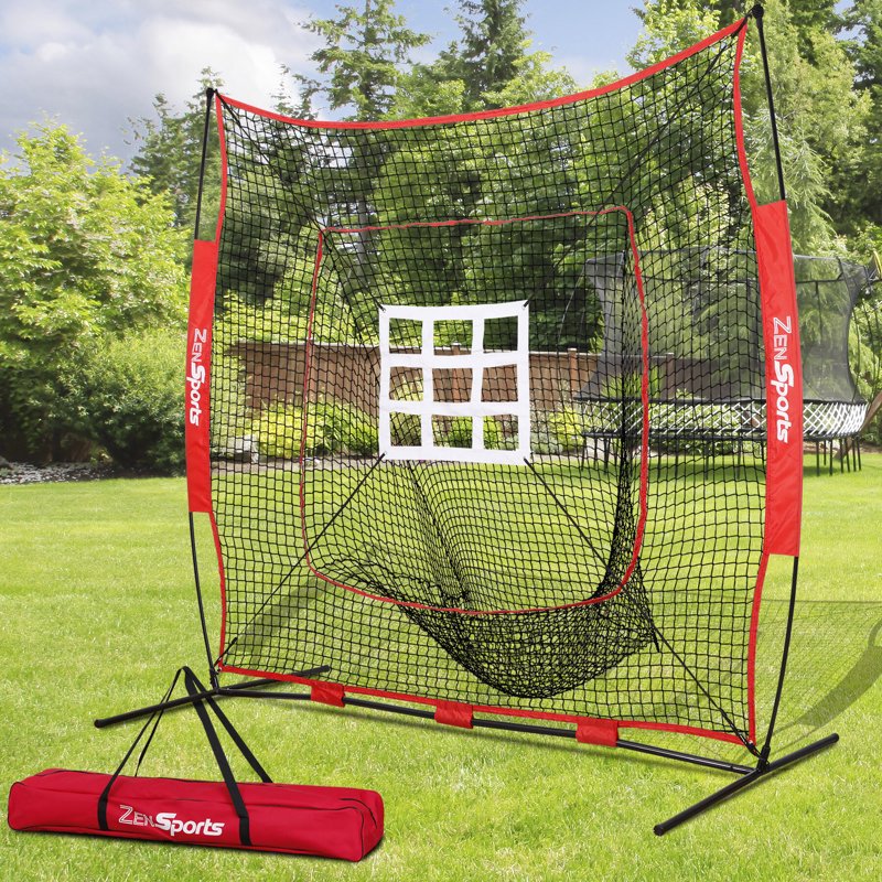 Portable Baseball Softball Practice Net with Strike Zone Target 7x7FT