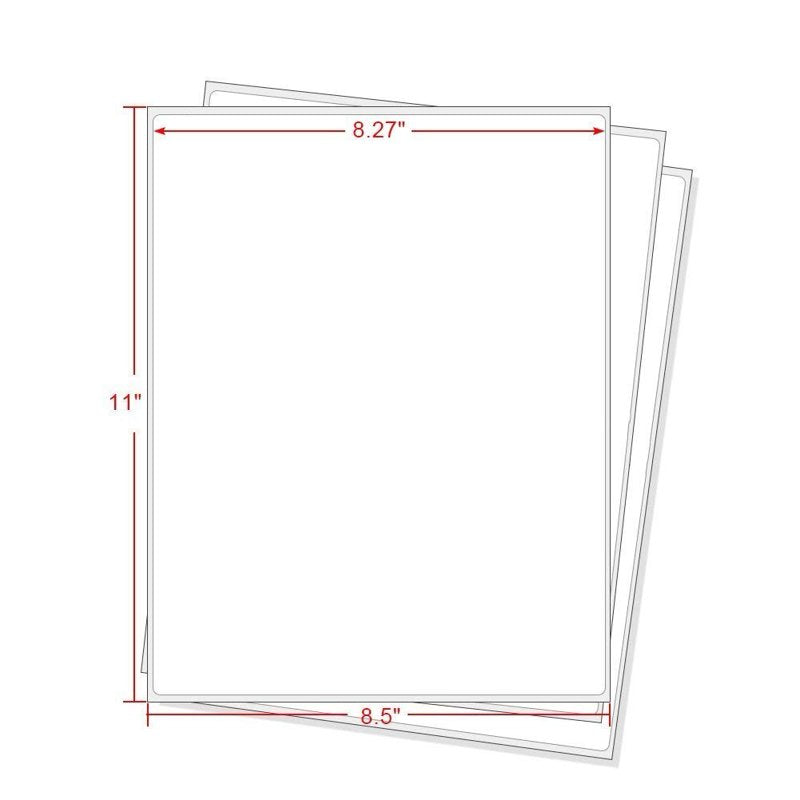 Self-Adhesive Shipping Labels 8.5 x 11 Inches Matte White Blank Sticker Paper for Laser & Inkjet Printers - Pack of 25+ Sheets
